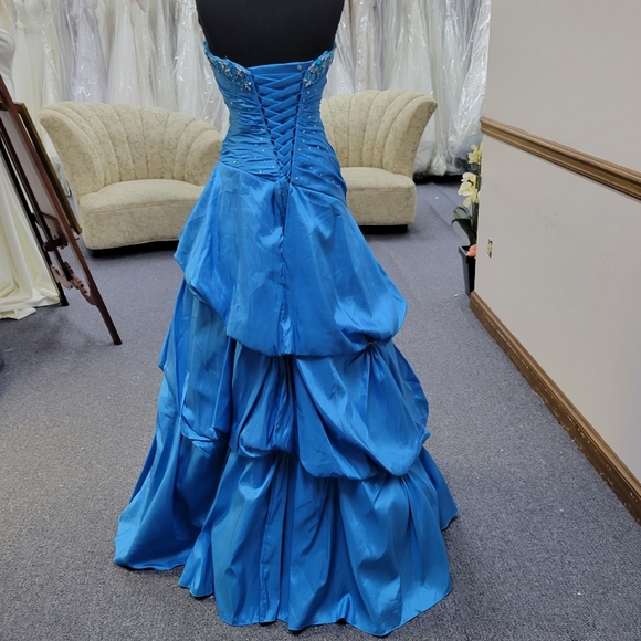 MORI LEE TURQUOISE BALLGOWN DRESS - Picture 6 of 11